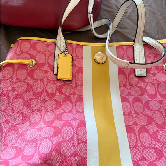 Coach Vibrant Pink and Yellow Tote - Picture 1 of 3